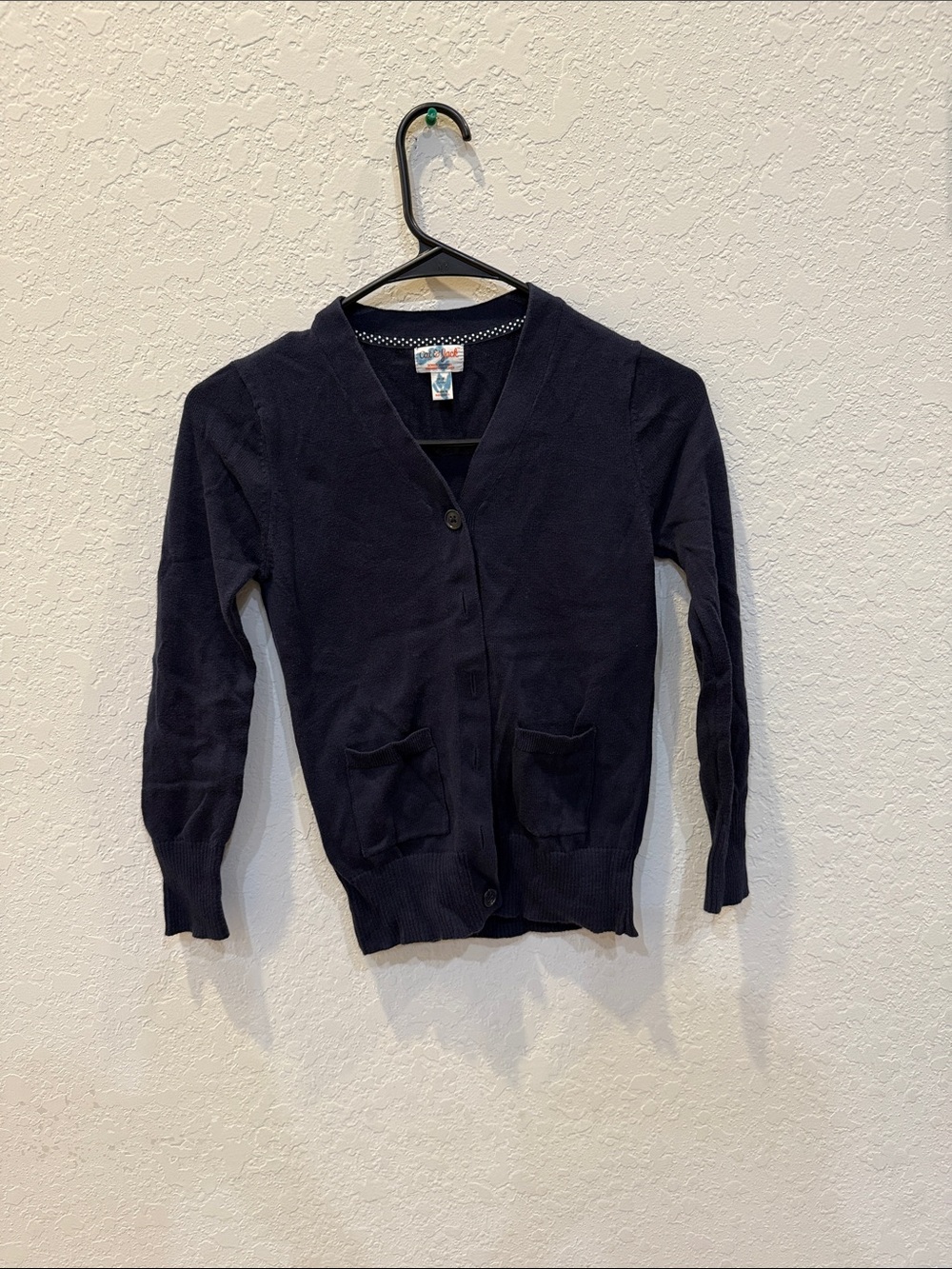 Girls Navy V-Neck Cardigan Sweater